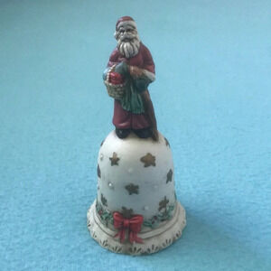 Santa Clause Christmas Bell vintage porcelain collection piece size 2.5 X 5